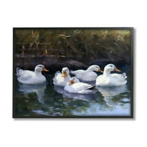 Stupell Industries Five Ducks in Pond Animals & Insects Painting Black Framed Art Print Wall Art, 14 x 11