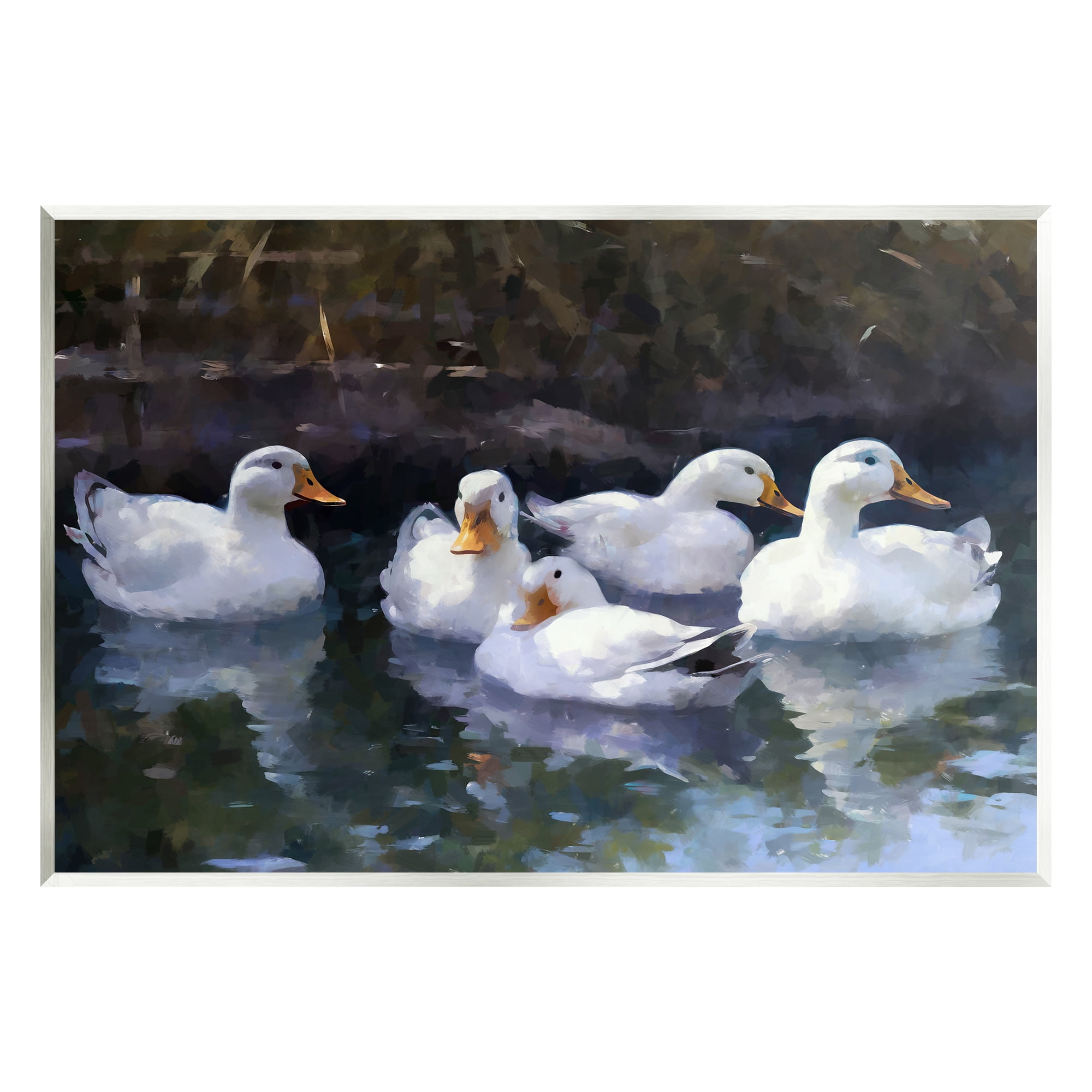 Stupell Industries Five Ducks in Pond Animals & Insects Painting Unframed Art Print Wall Art, 15 x 10