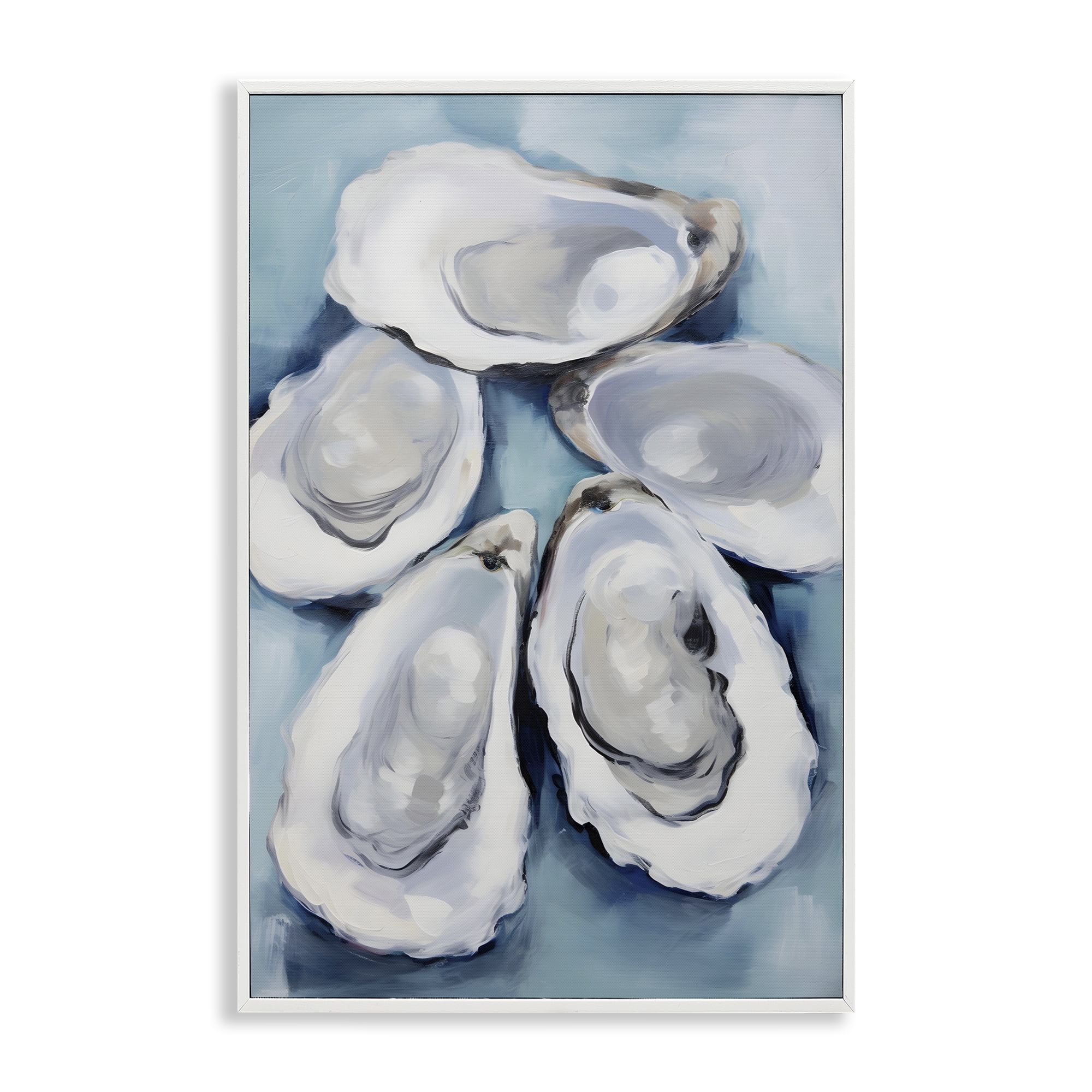 Stupell Industries Five Oyster Shells Animals & Insects Painting White Framed Art Print Wall Art, 12 x 18