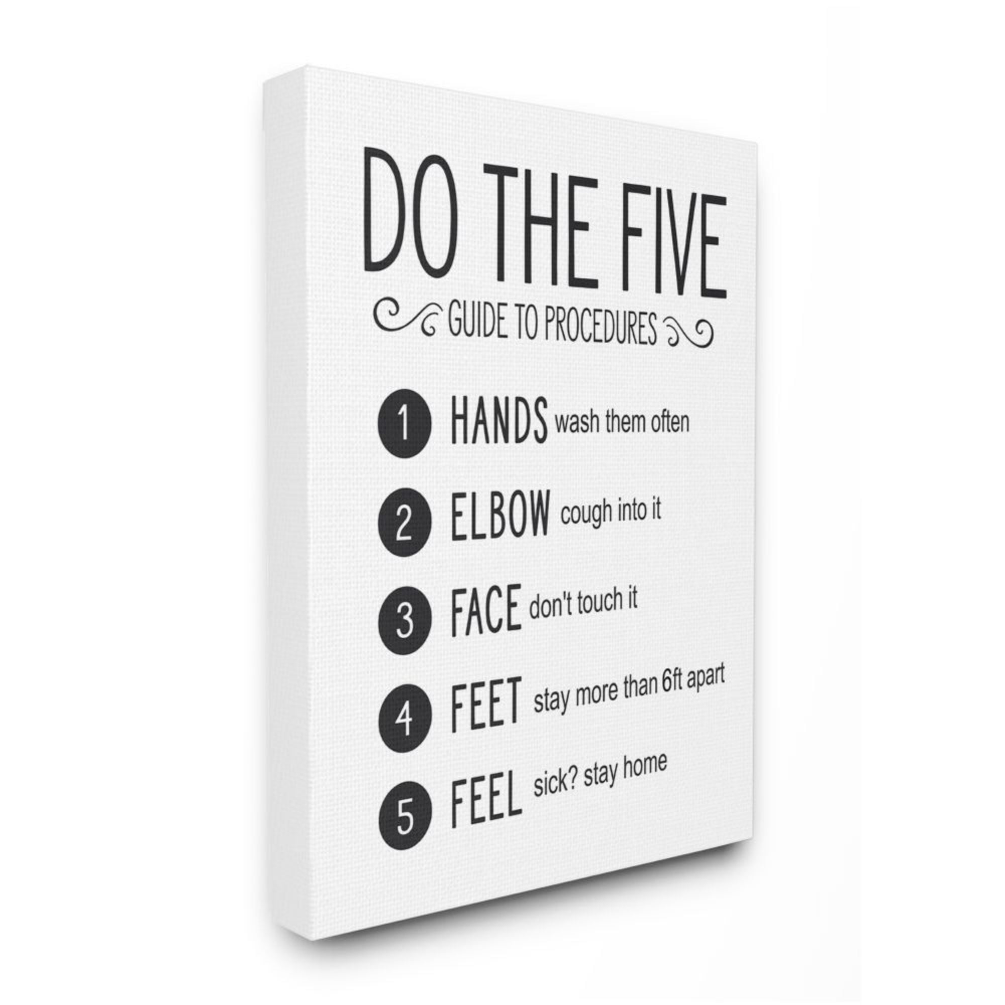 Stupell Industries Five Procedures of Cleanliness Virus Office Sign Canvas Wall Art Design by Lettered and Lined, 24" x 30"