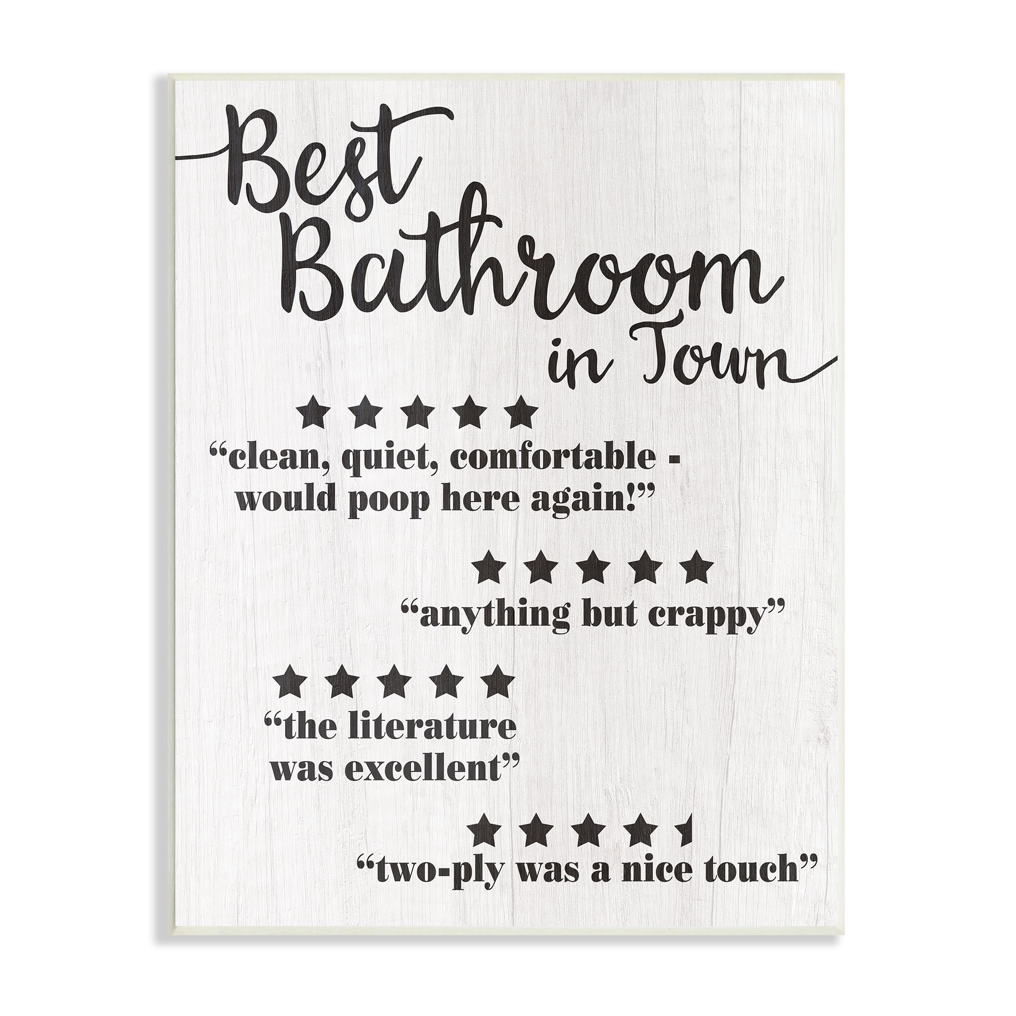 Stupell Industries Five Star Bathroom Funny Word Black And White Textured Design, 13 x 19,Design by Daphne Polselli