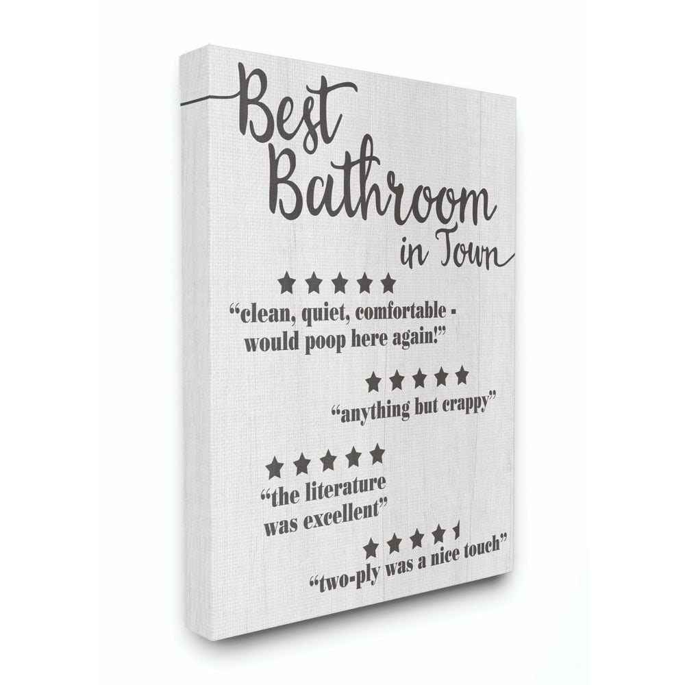 Black and White Funny Bathroom Canvas Wall Art, 16x20