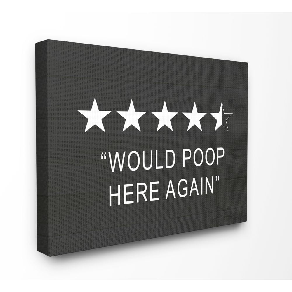 Stupell Industries Five Star Funny Word Bathroom Black And White Design Canvas Wall Art by Lettered and Lined