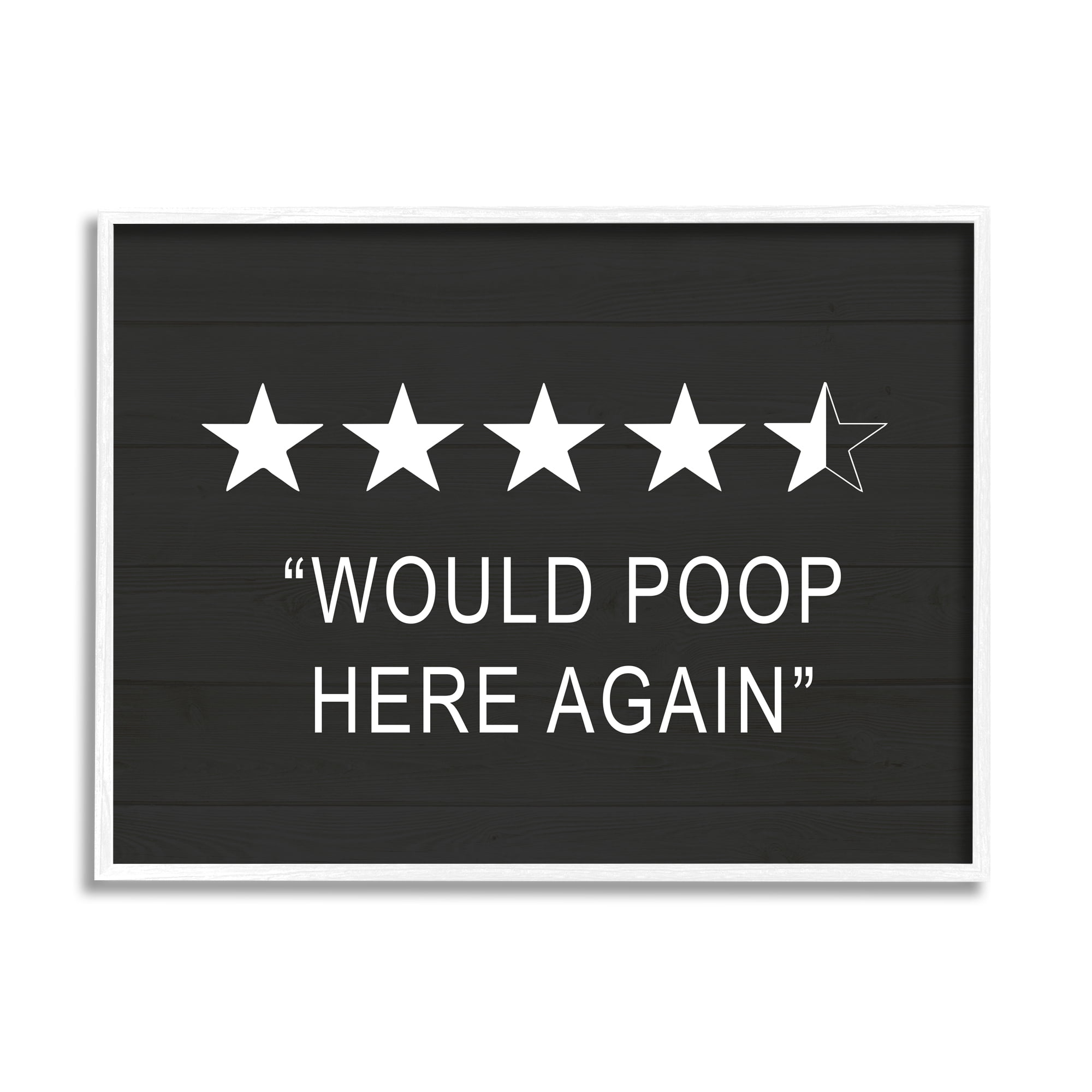 Stupell Industries Five Star Funny Word Bathroom Black And White Design Graphic Art Framed Art Print Wall Art, 14x11, By Lettered and Lined