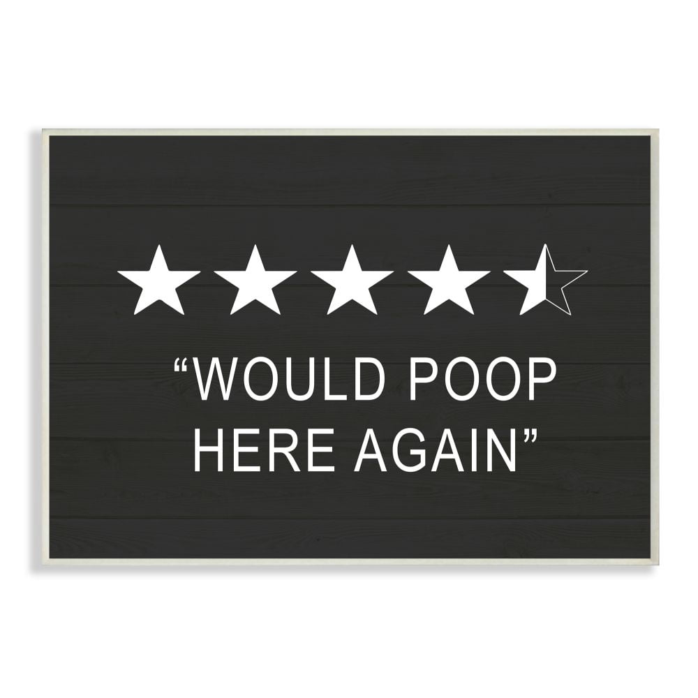 Stupell Industries Five Star Funny Word Bathroom Black And White Design Wall Plaque Art by Lettered and Lined