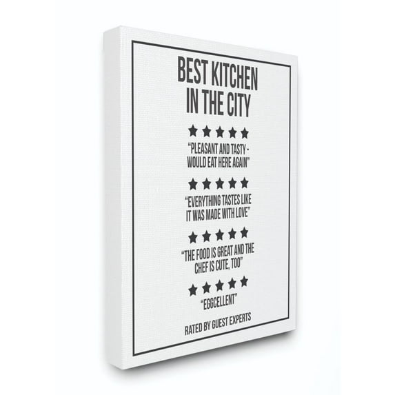 Stupell Industries Five Star Kitchen Dining Room Funny Word Black And White Design Canvas Wall Art by Daphne Polselli