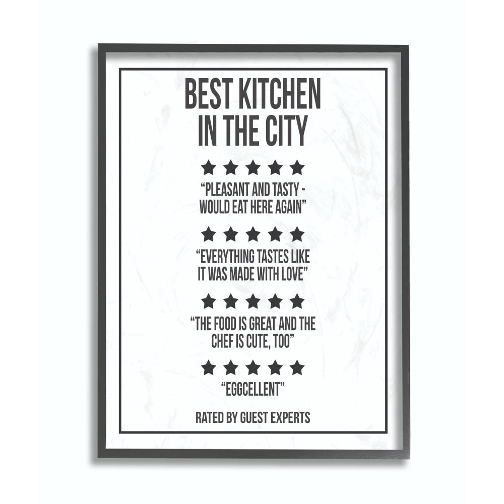Stupell Industries Five Star Kitchen Dining Room Funny Word Black And White Design Framed Giclee Texturized Art by Daphne Polselli