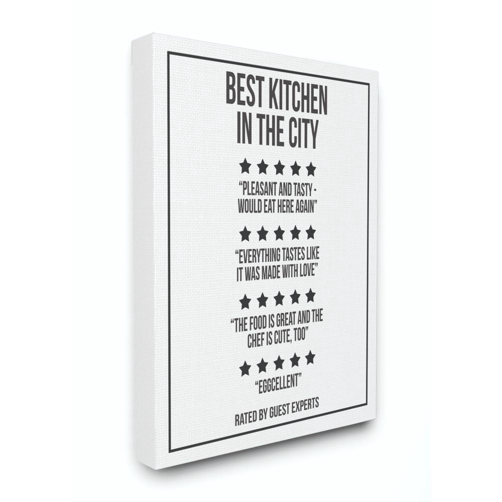 Stupell Industries Five Star Kitchen Dining Room Funny Word Black And White Design Super Canvas Wall Art by Daphne Polselli
