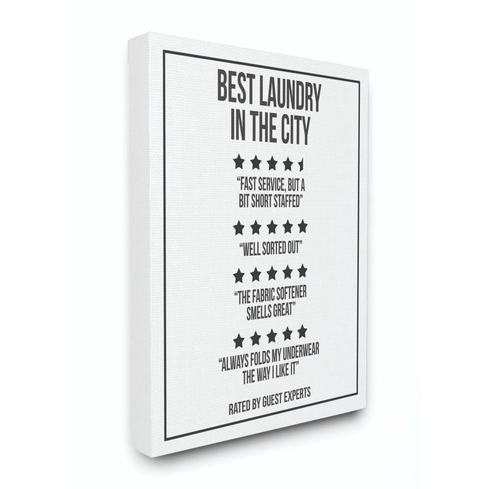 Stupell Industries Five Star Laundry Funny Word Black And White Design Canvas Wall Art by Daphne Polselli