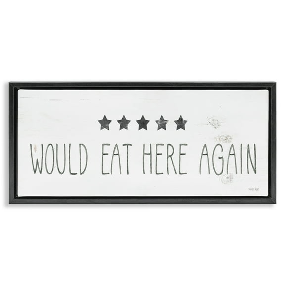 Stupell Industries Five Stars Kitchen Food & Beverage Painting Black Floater Framed Art Print Wall Art, 25 x 11