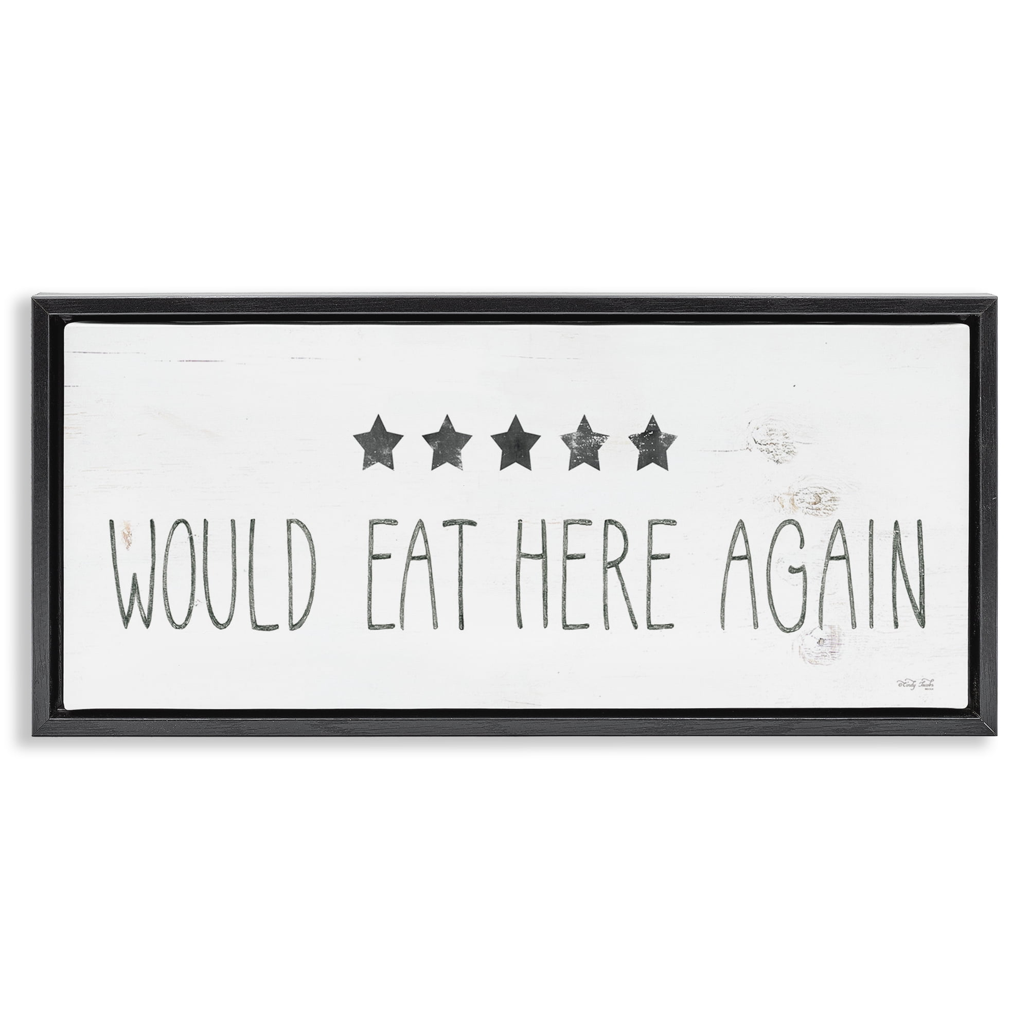 Stupell Industries Five Stars Kitchen Food & Beverage Painting Black Floater Framed Art Print Wall Art, 31 x 14