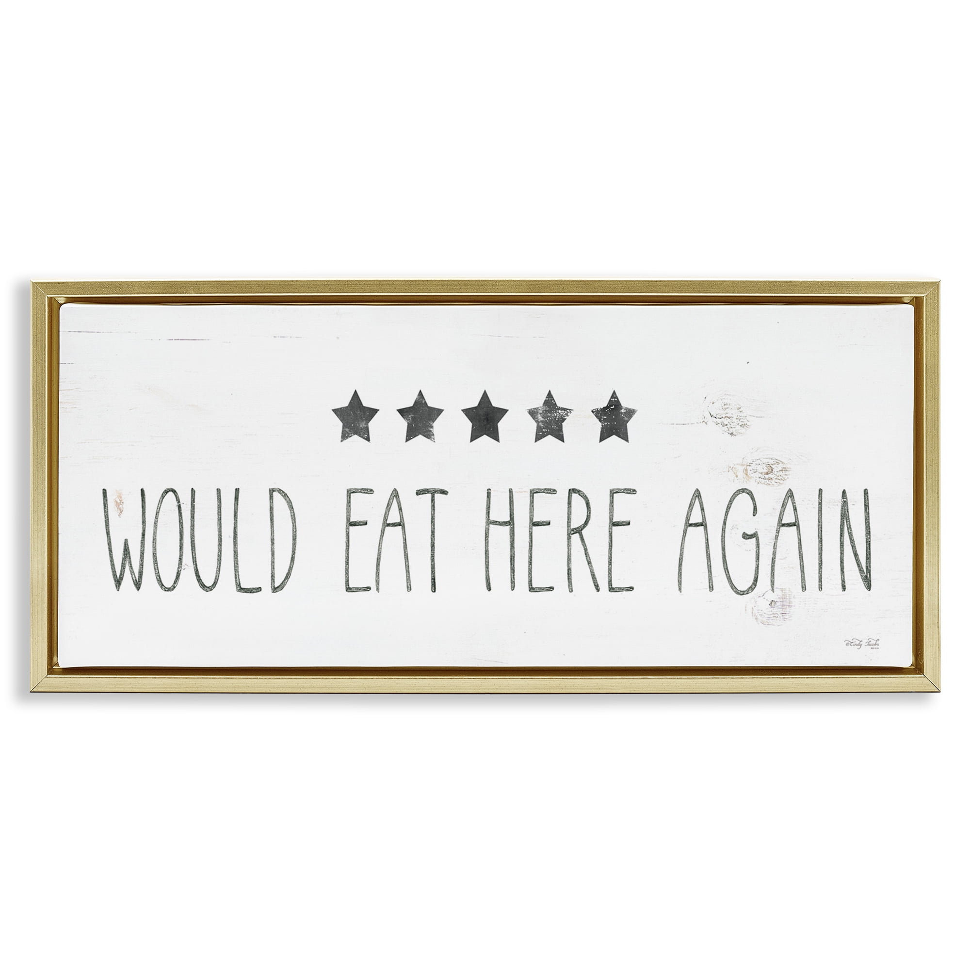 Stupell Industries Five Stars Kitchen Food & Beverage Painting Gold Floater Framed Art Print Wall Art, 25 x 11