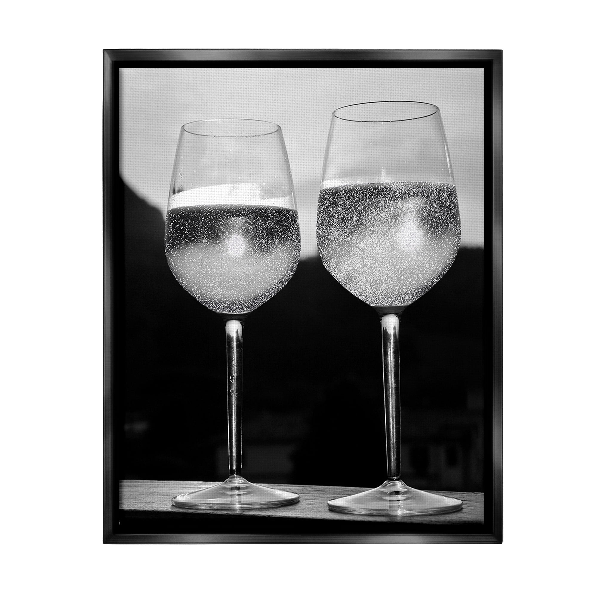 Stupell Industries Fizzy Champagne Glasses Food & Beverage Photography Black Floater Framed Canvas Art Print Wall Art, 25 x 31