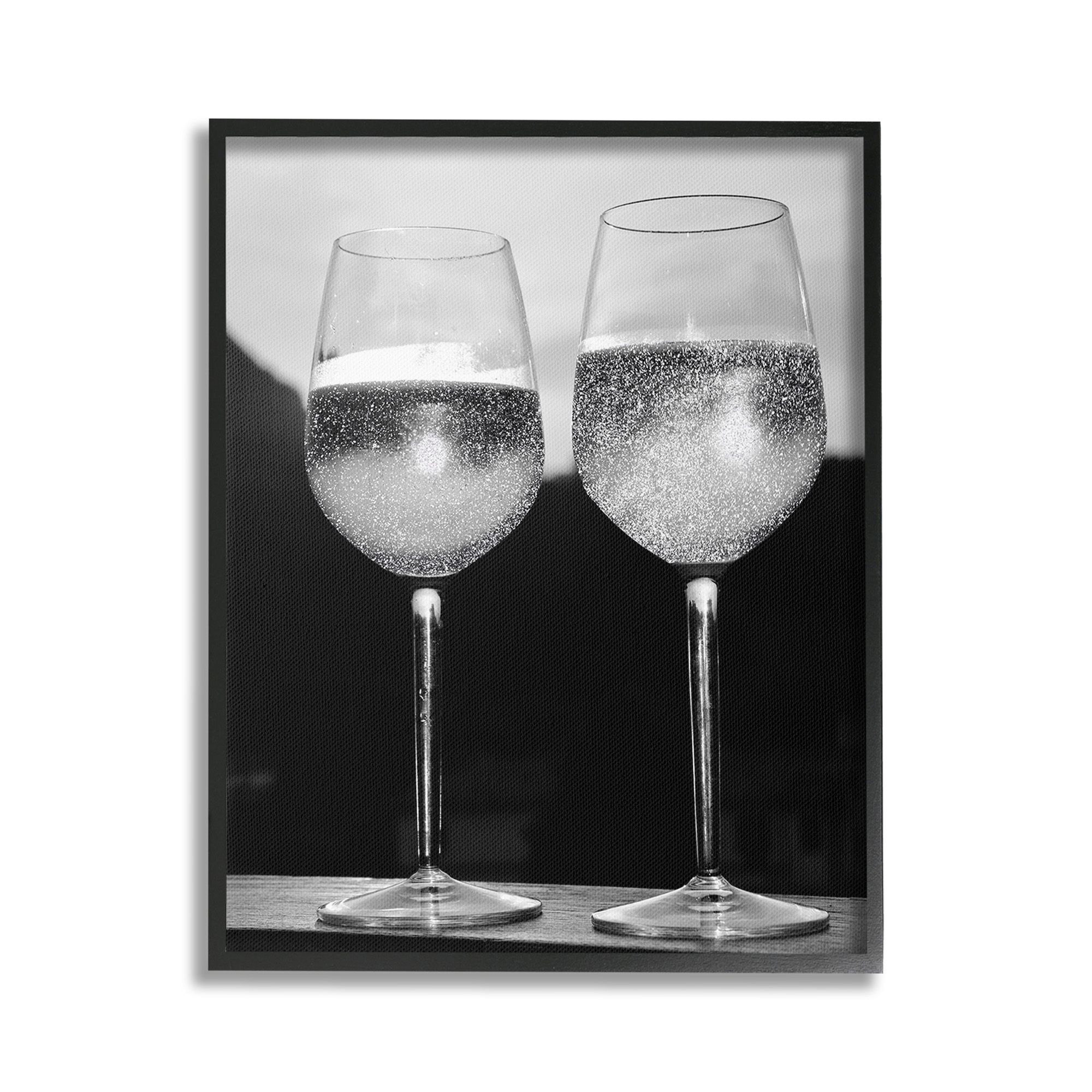 Stupell Industries Fizzy Champagne Glasses Food & Beverage Photography Black Framed Art Print Wall Art, 24 x 30