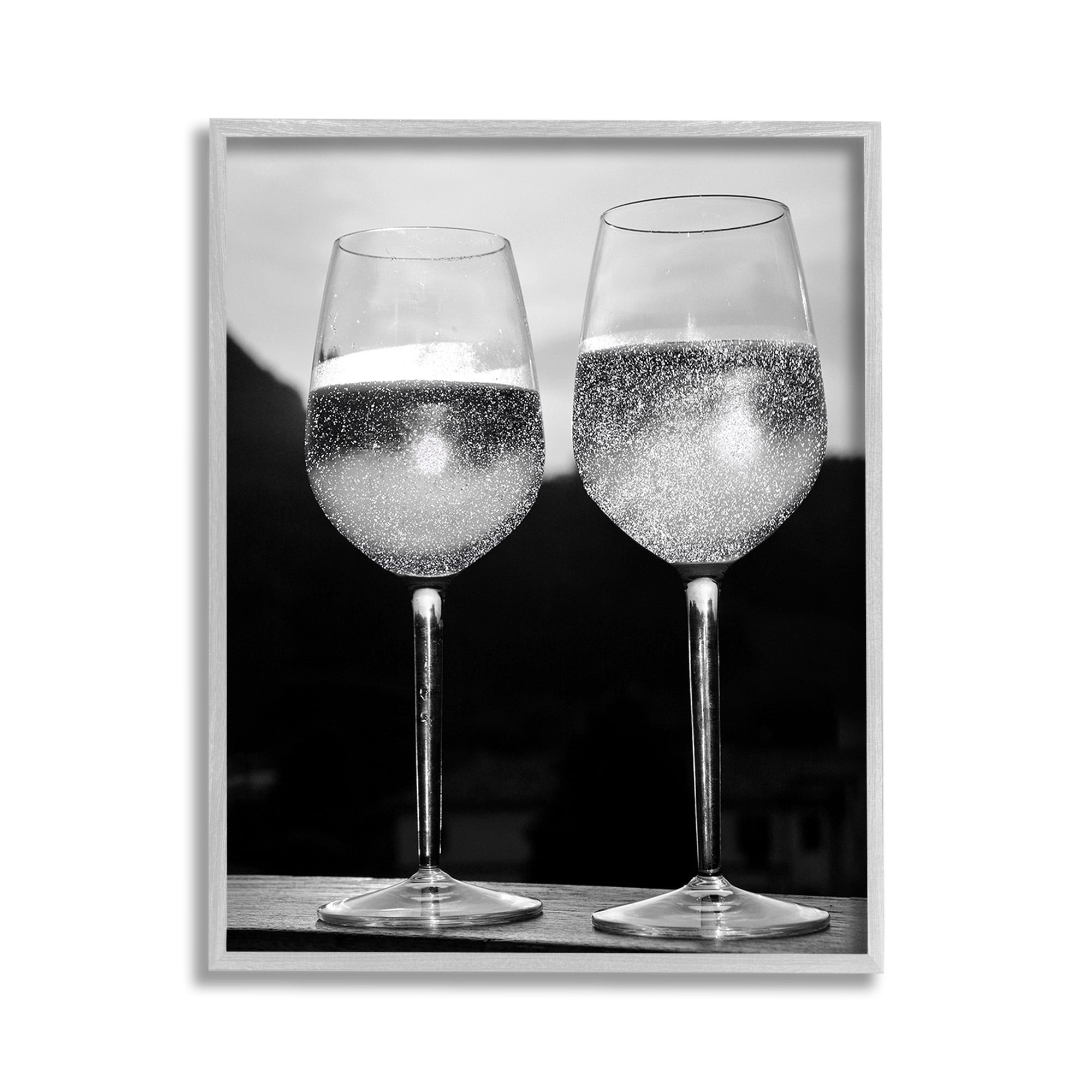Stupell Industries Fizzy Champagne Glasses Food & Beverage Photography Gray Framed Art Print Wall Art, 11 x 14