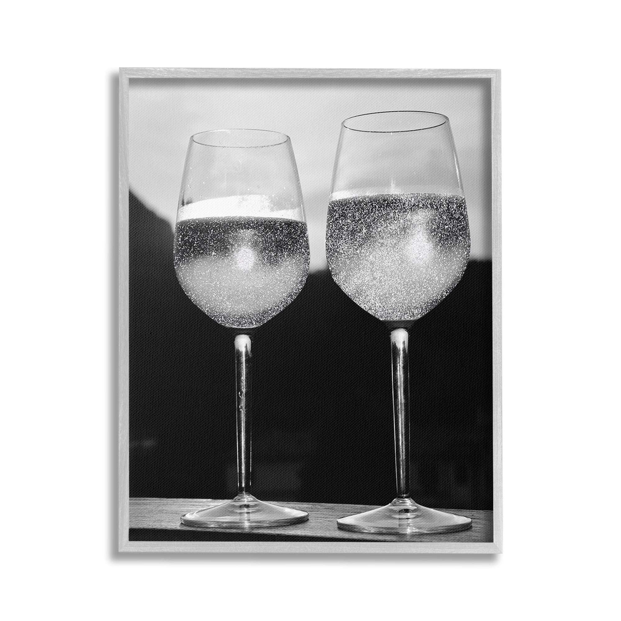 Stupell Industries Fizzy Champagne Glasses Food & Beverage Photography Gray Framed Art Print Wall Art, 24 x 30