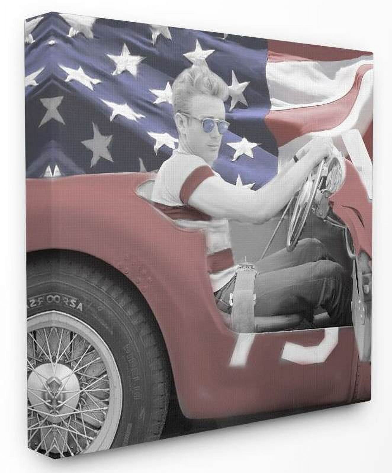 Stupell Industries Flag Car Vintage Hollywood Movie Star Classic Illustration Canvas Wall Art by Jadei Graphics