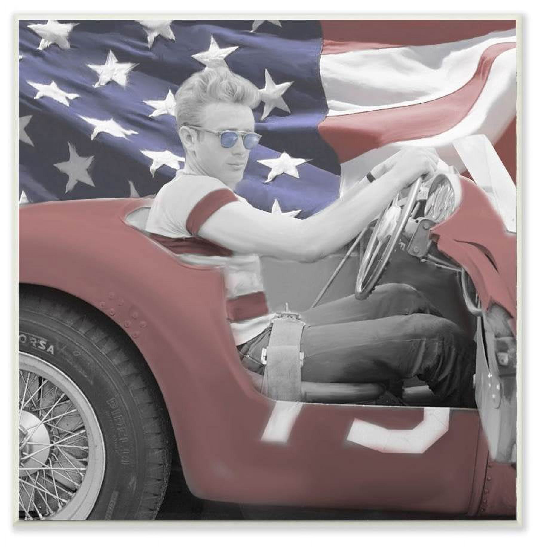 Stupell Industries Flag Car Vintage Hollywood Movie Star Classic Illustration Wall Plaque by Jadei Graphics