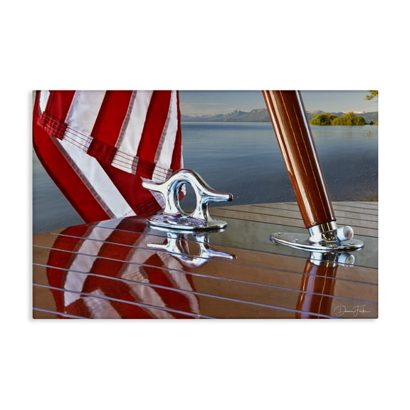 Stupell Industries Flag On Boat Hull Transportation Photography Gallery Wrapped Canvas Art Print Wall Art, 24 x 16