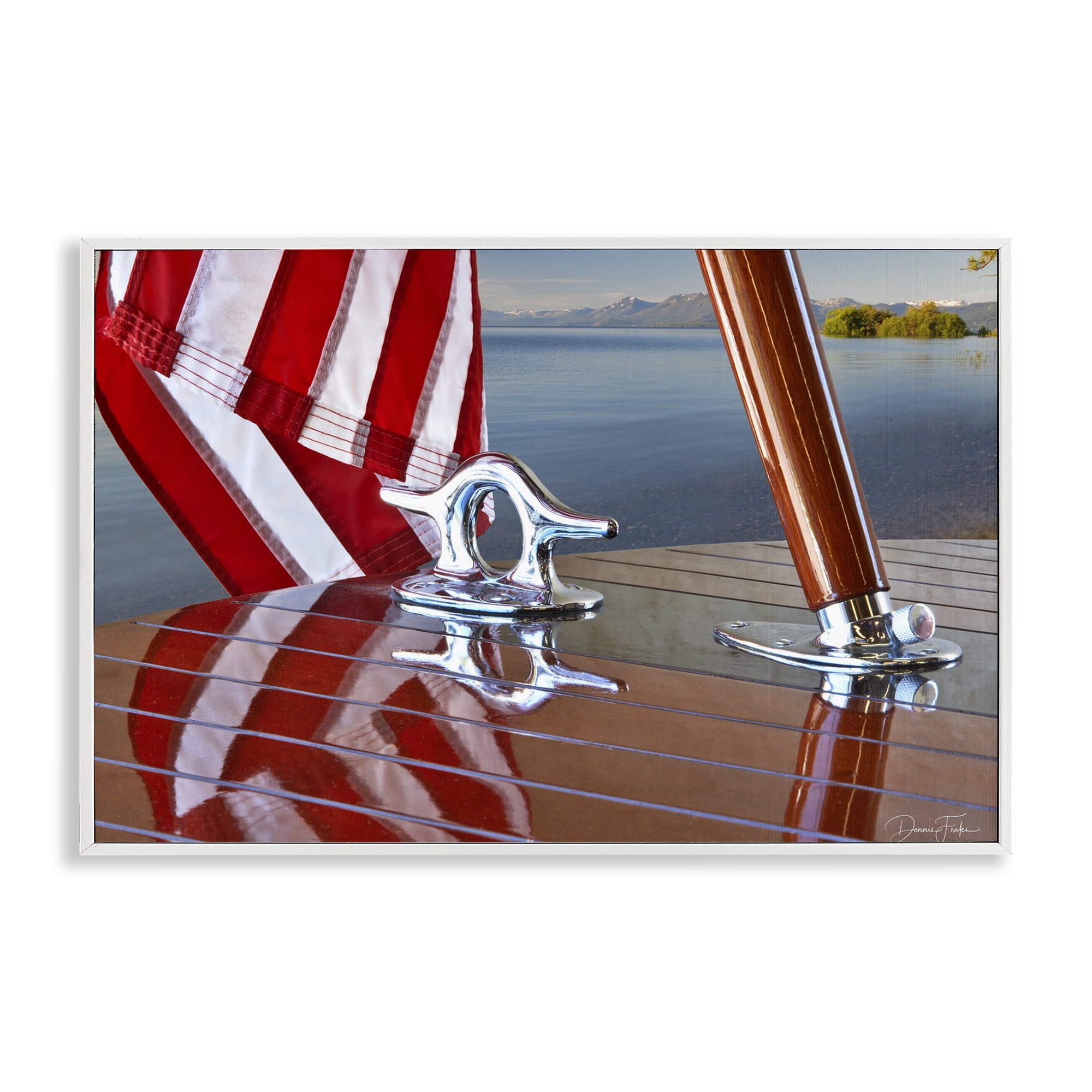 Stupell Industries Flag On Boat Hull Transportation Photography White Framed Art Print Wall Art, 30 x 20