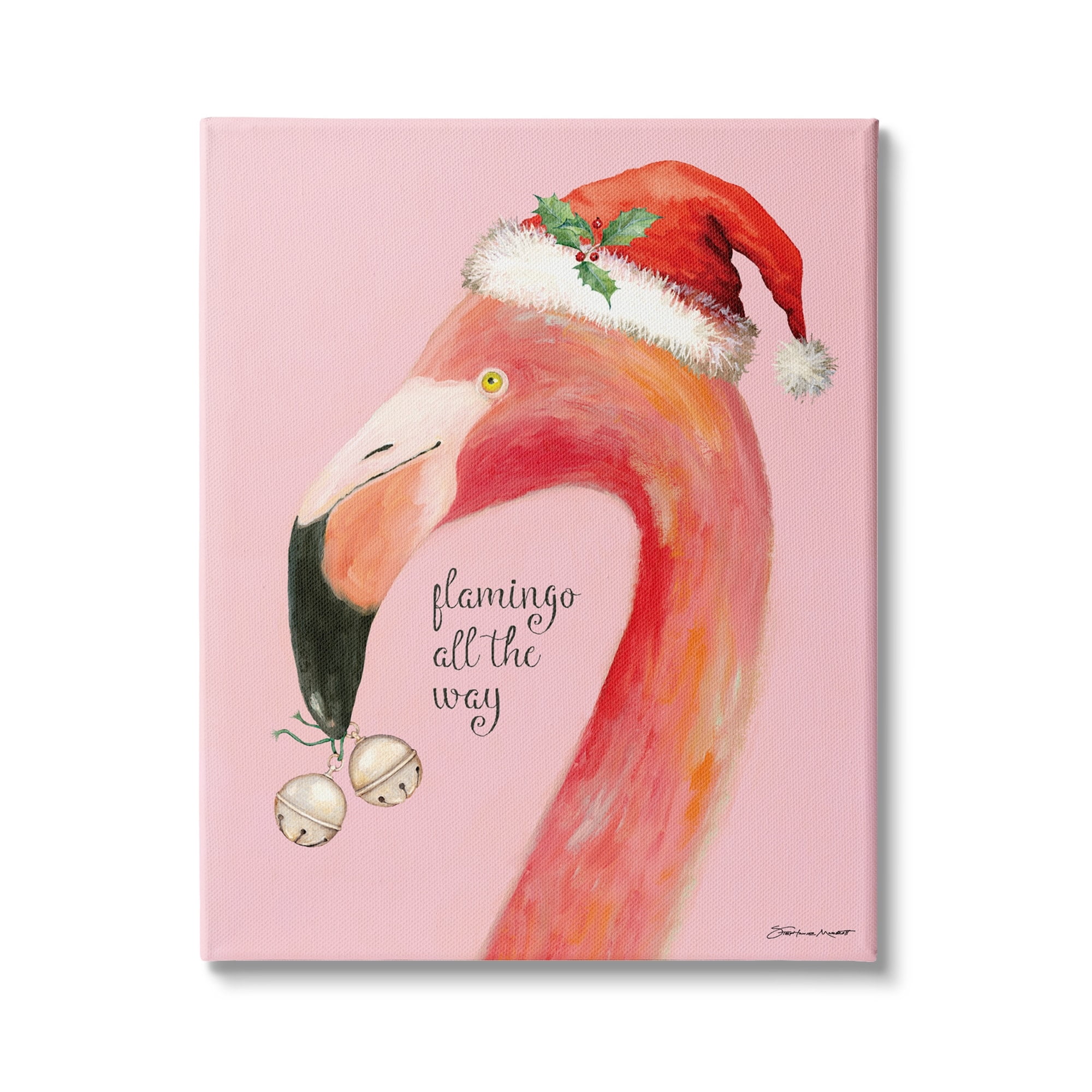 Stupell Industries Flamingo All The Way Pink Santa Claus Bird, 24 x 30, Design by Stephanie Workman Marrott