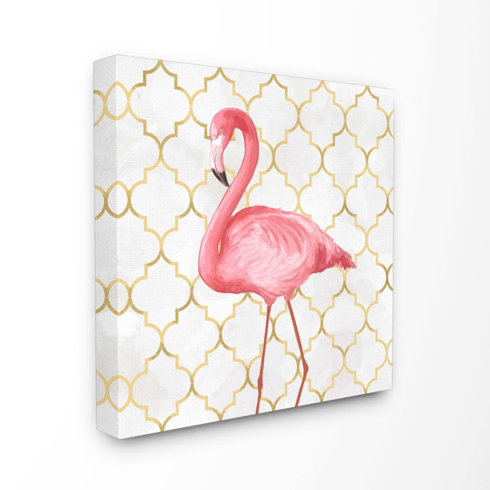 Stupell Industries Flamingo Animal Pink Gold Pattern Design Canvas Wall Art by Ziwei Li