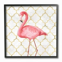 Stupell Industries Flamingo Animal Pink Gold Pattern Design Framed Wall Art by Ziwei Li