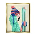 thumbnail image 1 of Stupell Industries Flamingo Bird Wearing Skiing Winter Sports Clothes Graphic Art Metallic Gold Floating Framed Canvas Print Wall Art, Design by Amelie Legault, 1 of 6