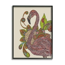 Stupell Industries Flamingo Bold Paisley Botanicals Complex Floral Details Graphic Art Black Framed Art Print Wall Art, Design by Valentina Harper