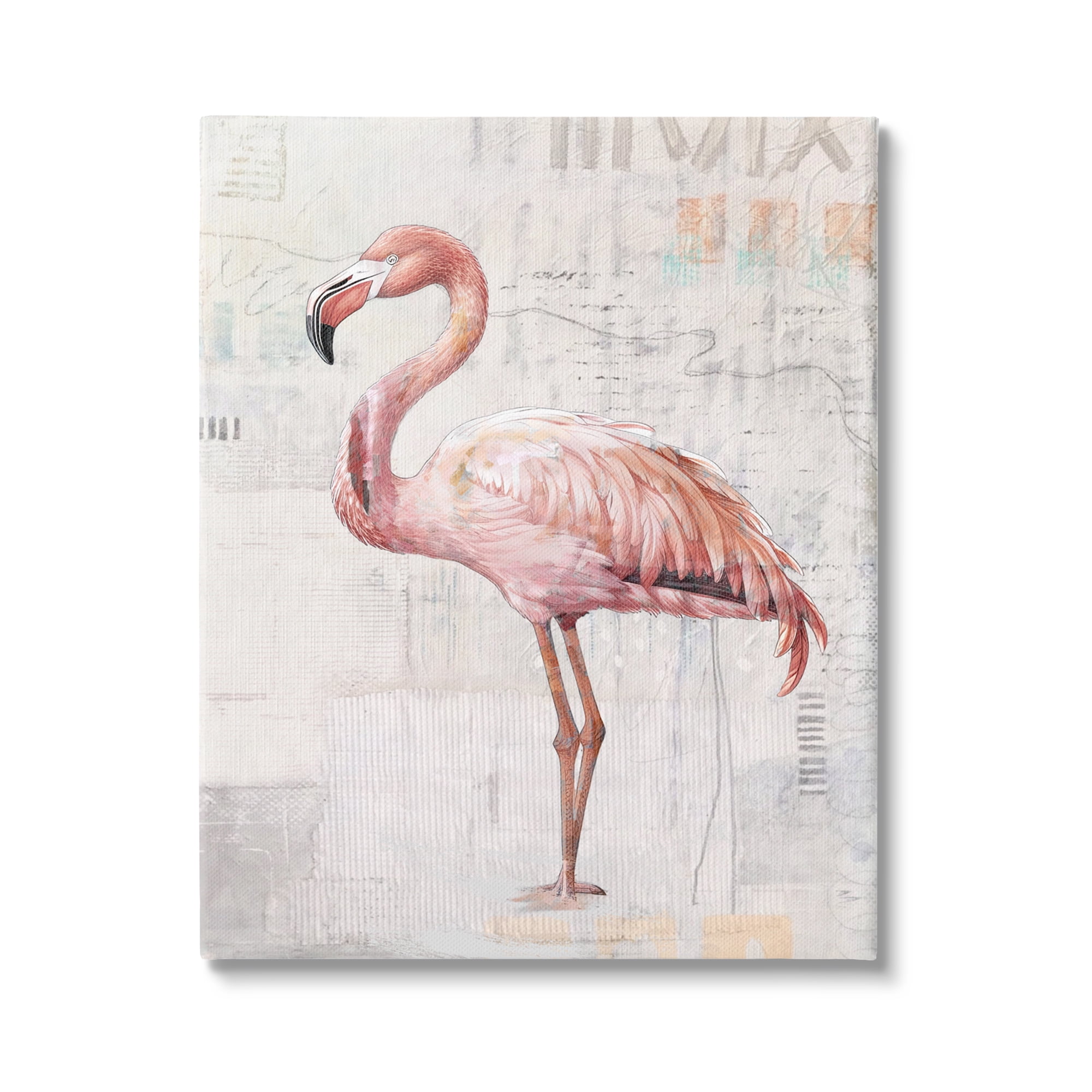 Stupell Industries Flamingo Collage Portrait Animals & Insects Painting Gallery Wrapped Canvas Art Print Wall Art, 30 x 40