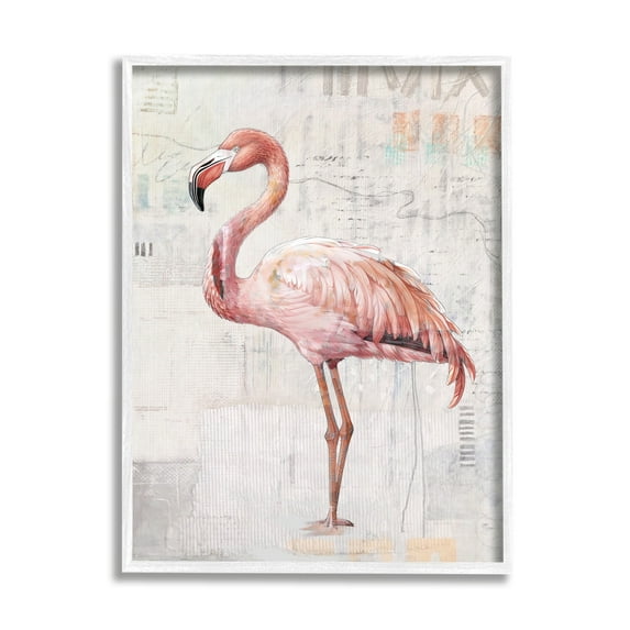 Stupell Industries Flamingo Collage Portrait Animals & Insects Painting White Framed Art Print Wall Art, 24 x 30
