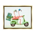 thumbnail image 1 of Stupell Industries Flamingo Couple Riding Motor Scooter Packed Luggage Graphic Art Metallic Gold Floating Framed Canvas Print Wall Art, Design by Amelie Legault, 1 of 5