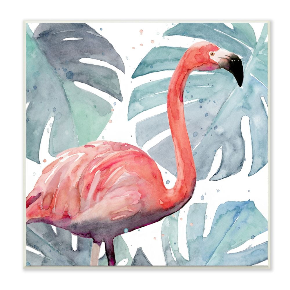 Flamingo Tropical Greenery Wall Plaque in Pink and Green