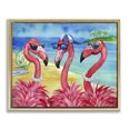 thumbnail image 1 of Stupell Industries Coastal Flamingo Friends Tropical Island Coast Gold Floating Frame Canvas Art, 31 x 25, by Paul Brent, 1 of 7