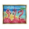 thumbnail image 1 of Stupell Industries Flamingo Friends Tropical Island Coast Graphic Art Metallic Gold Floating Framed Canvas Print Wall Art, Design by Paul Brent, 1 of 6