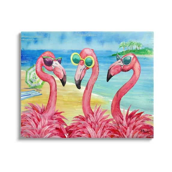 Stupell Industries Flamingo Girlfriends Tropical Coast Graphic Art Gallery Wrapped Canvas Print Wall Art, Design by Paul Brent