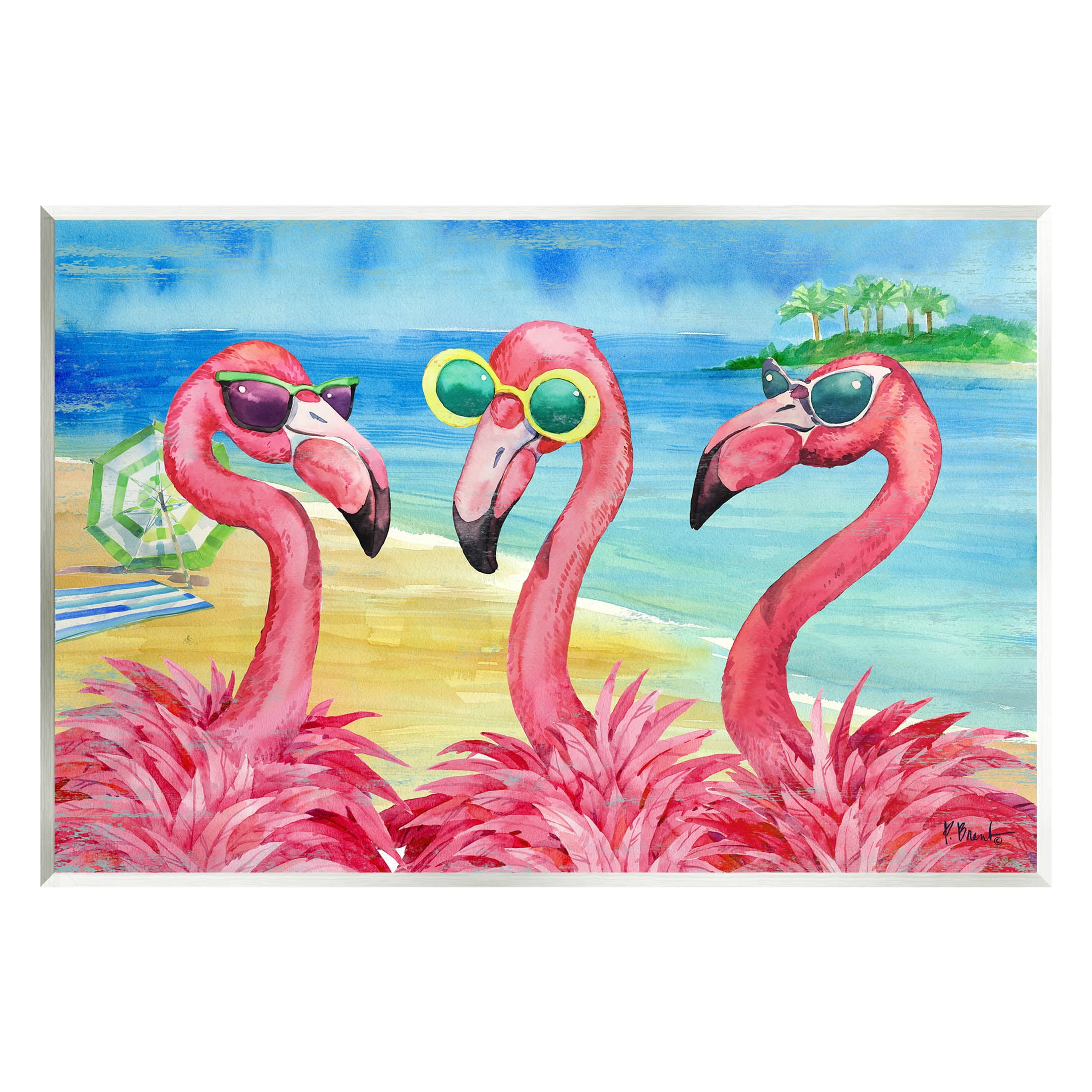 Stupell Industries Flamingo Girlfriends Tropical Coast Graphic Art Unframed Art Print Wall Art, Design by Paul Brent