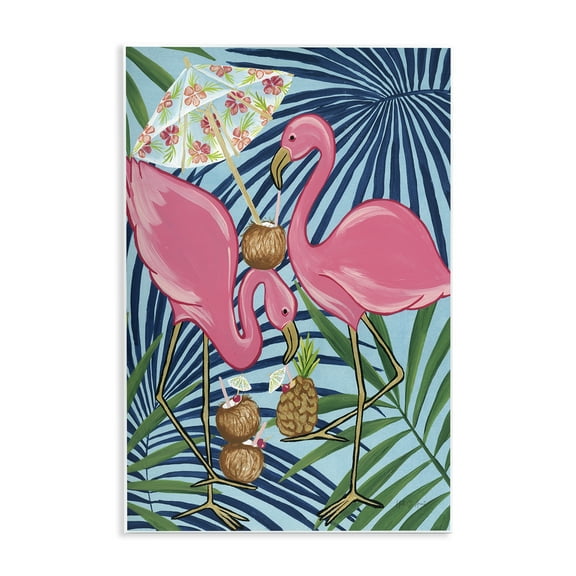 Stupell Industries Flamingo Happy Hour Animals Painting Unframed Art Print Wall Art, 10 x 15