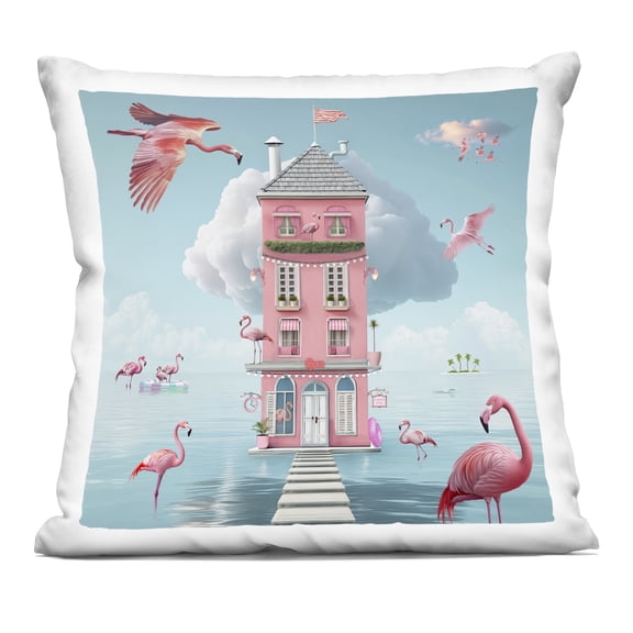 Stupell Industries Flamingo Hotel on Water Decorative Printed Throw Pillow, design by Lori Lea Studios