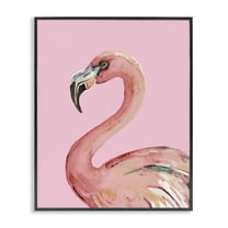 Stupell Industries Flamingo On Pink Animals & Insects Painting Black Framed Art Print Wall Art, 11 x 14