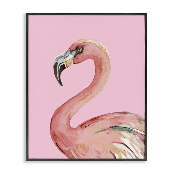 Stupell Industries Flamingo On Pink Animals & Insects Painting Black Framed Art Print Wall Art, 11 x 14