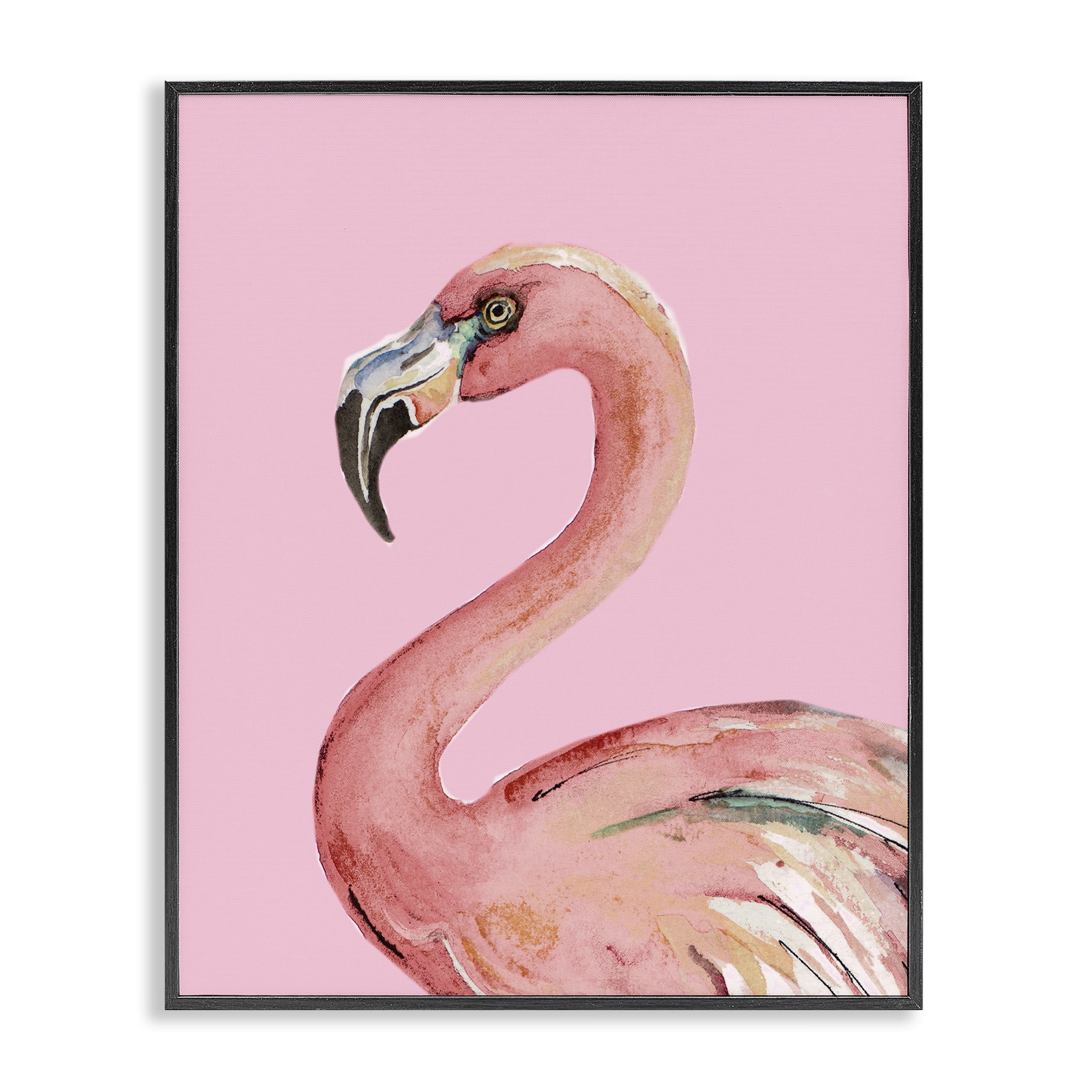 Stupell Industries Flamingo On Pink Animals & Insects Painting Black Framed Art Print Wall Art, 16 x 20