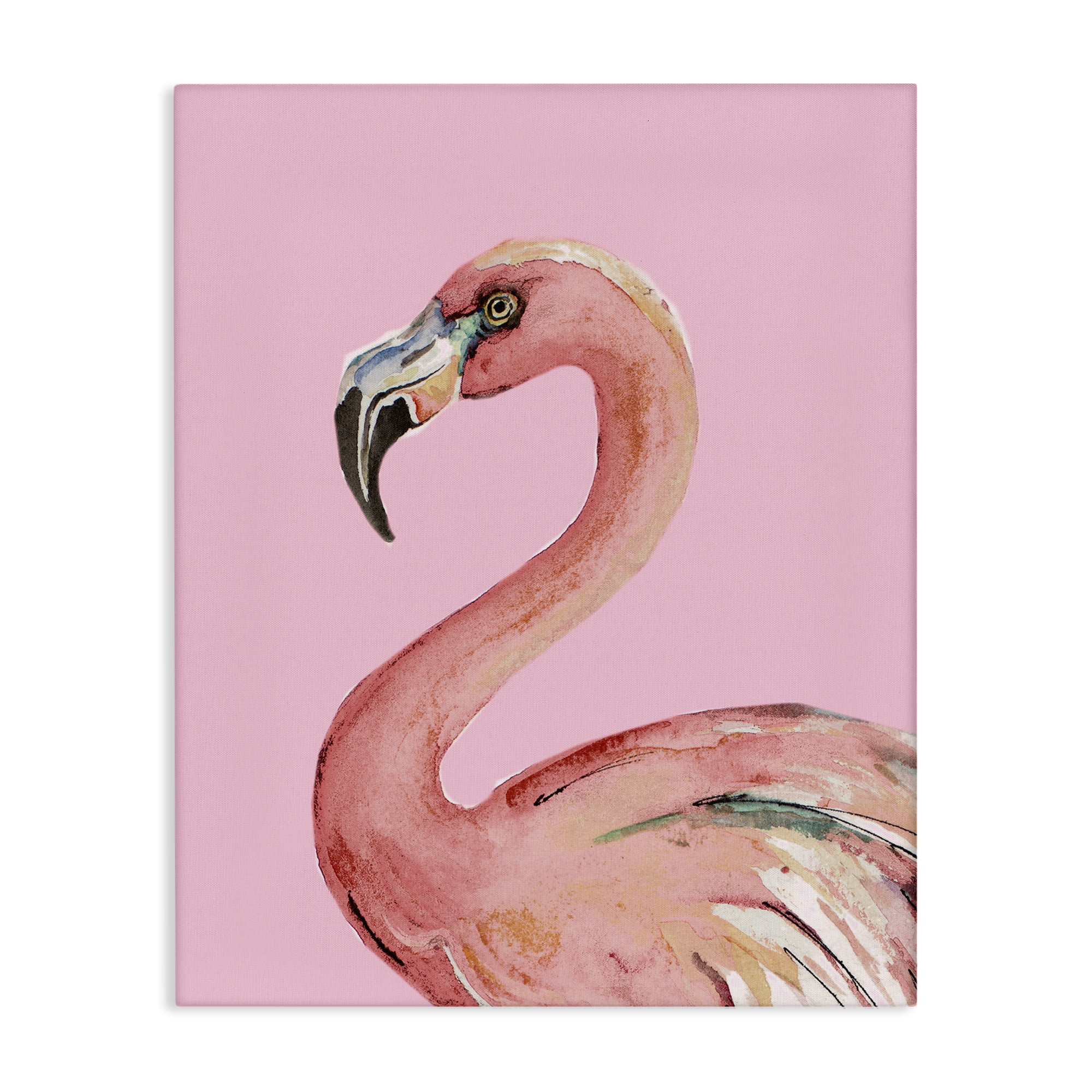 Stupell Industries Flamingo On Pink Animals & Insects Painting Gallery Wrapped Canvas Art Print Wall Art, 24 x 30