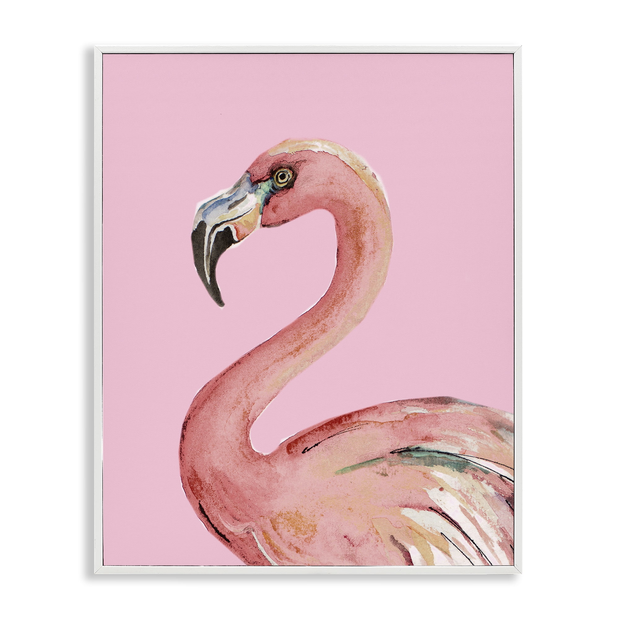 Stupell Industries Flamingo On Pink Animals & Insects Painting White Framed Art Print Wall Art, 16 x 20