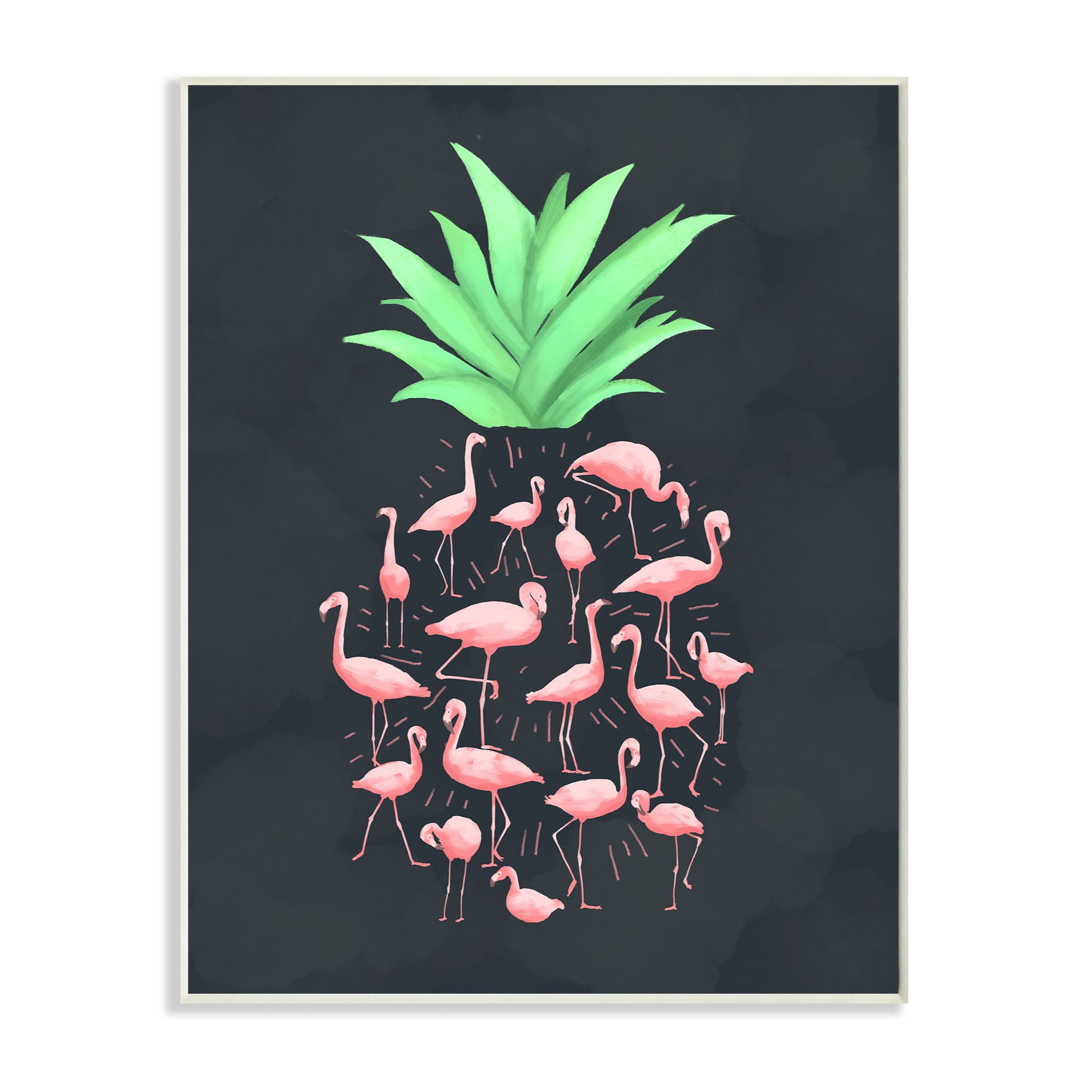 Stupell Industries Flamingo Pineapple Animal Black Design Wall Plaque by Ziwei Li