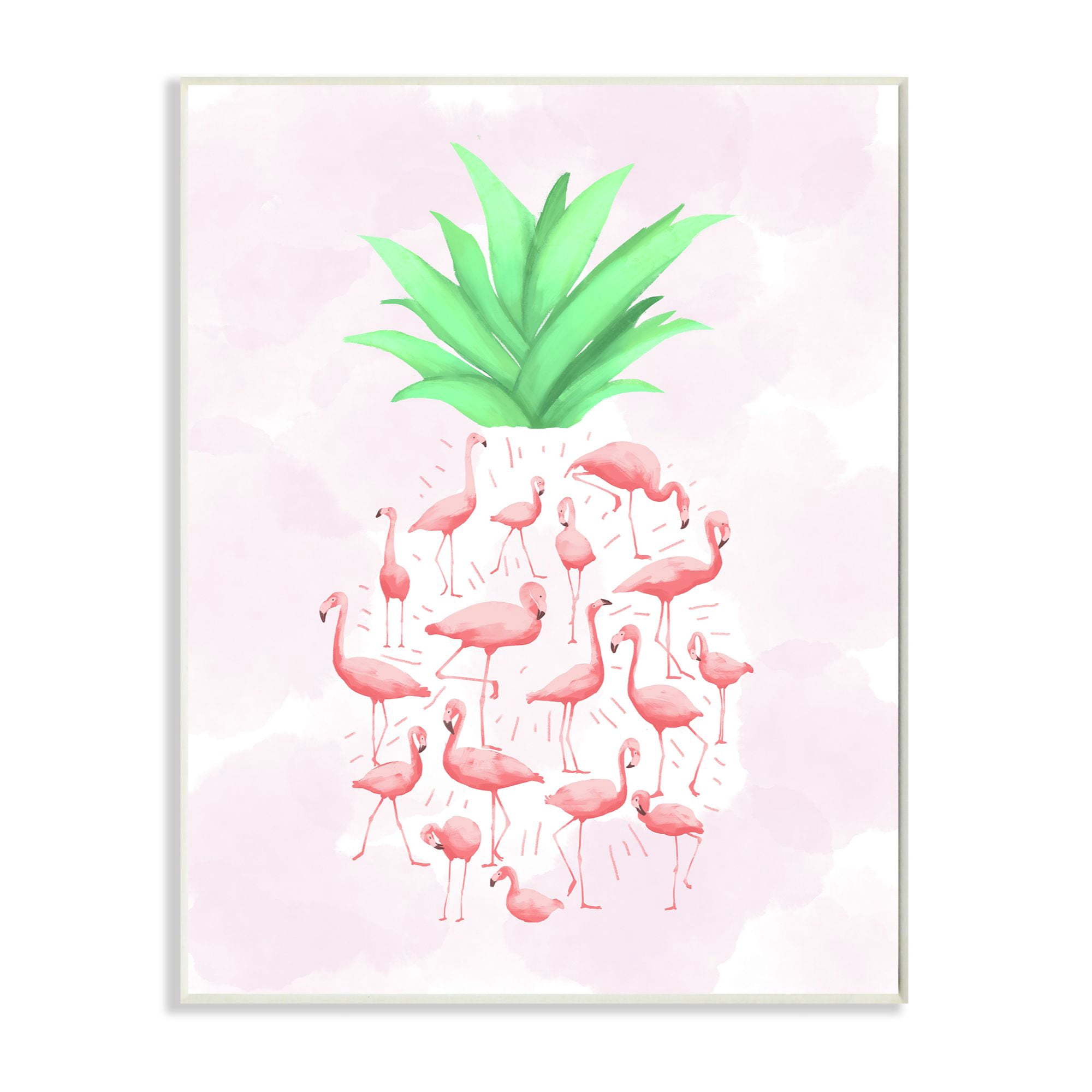 Stupell Industries Flamingo Pineapple Animal Pink Green Design Wall Plaque by Ziwei Li
