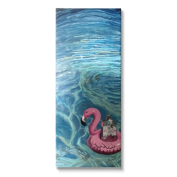 Stupell Industries Flamingo Pool Float Summertime Swirled Water Ripples Graphic Art Gallery Wrapped Canvas Print Wall Art, Design by Stacy Gresell