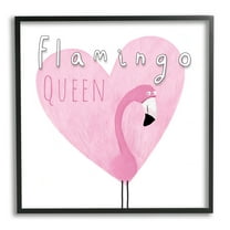 Stupell Industries Flamingo Queen Phrase Animals & Insects Painting Black Framed Art Print Wall Art, 12 x 12