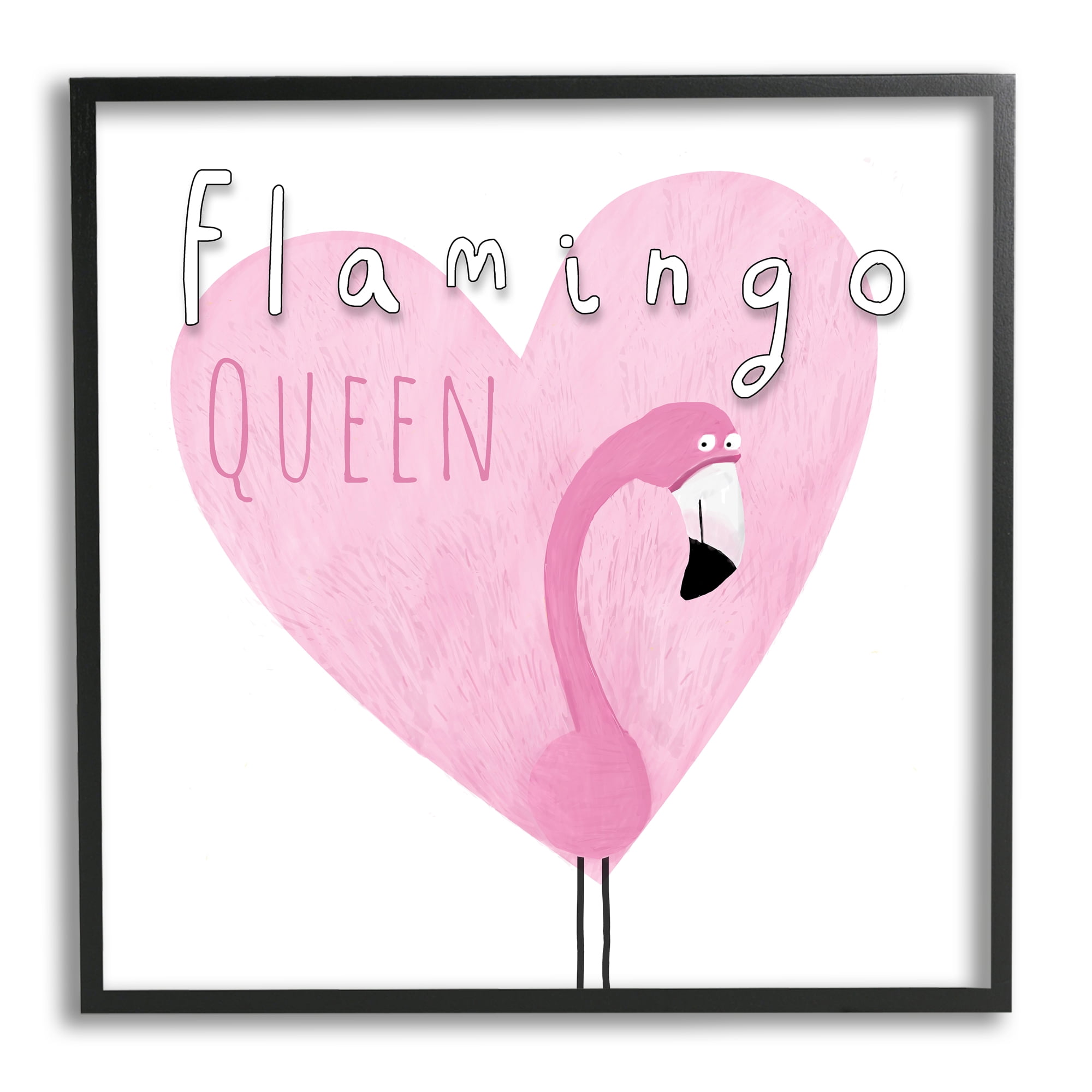 Stupell Industries Flamingo Queen Phrase Animals & Insects Painting Black Framed Art Print Wall Art, 24 x 24