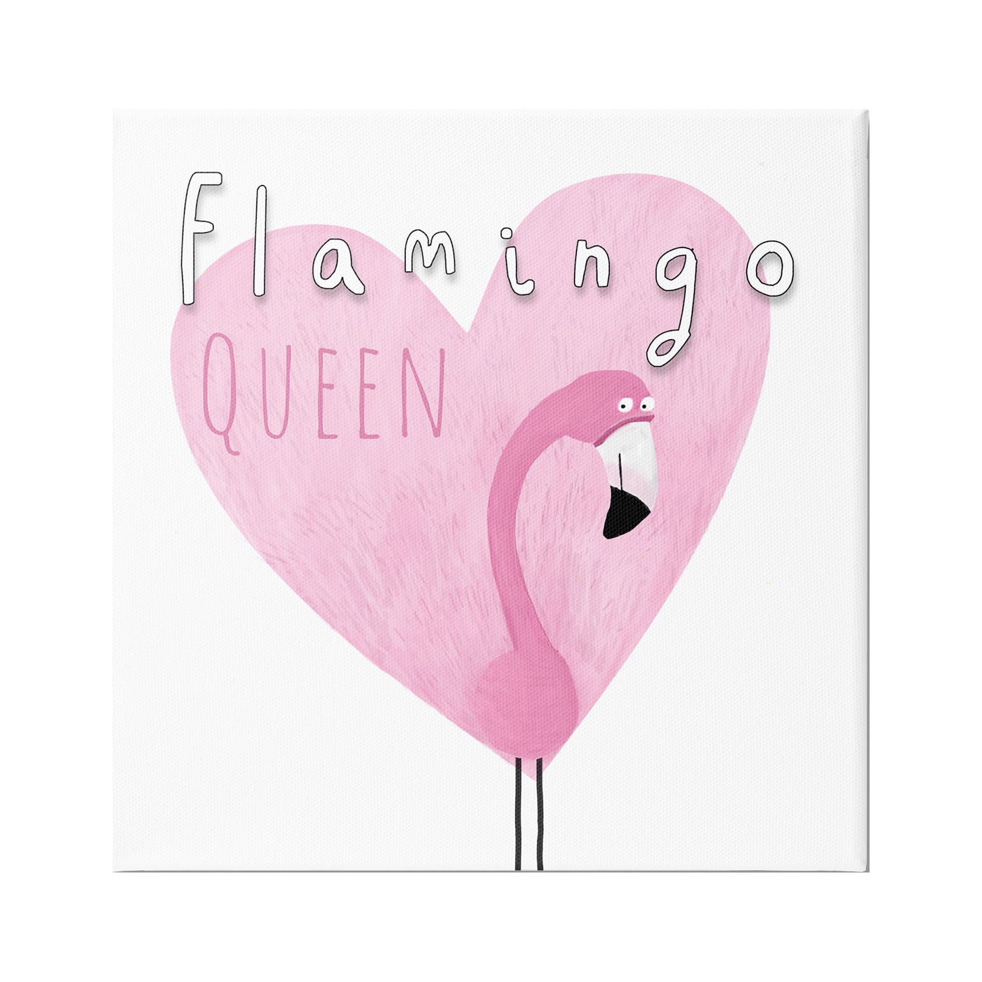 Stupell Industries Flamingo Queen Phrase Animals & Insects Painting Gallery Wrapped Canvas Print Wall Art, 30 x 30